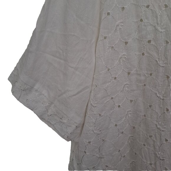 Vintage Maggie Sweet Womens Floral Button Up Top Size 3X White Swiss Dot Career - Picture 6 of 9